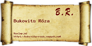 Bukovits Róza névjegykártya